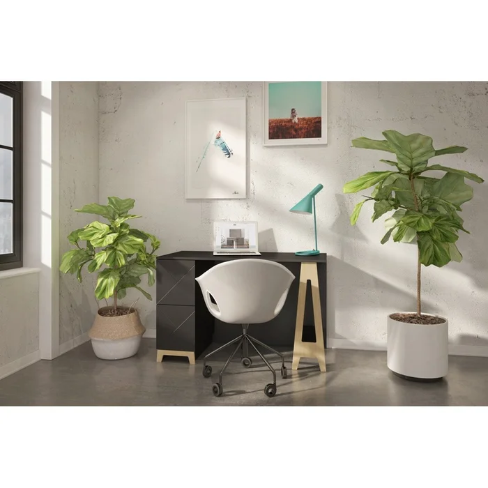 Nordika Atypik 2-Drawer Desk – Black | Bureau Atypik Nordika 2tiroirs – noir | D08H5671 - Image 2