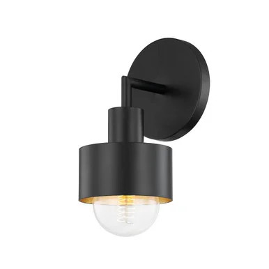 North One Light Wall Sconce in Soft Black/Gold Leaf (67|B8711-SBK/GL)
