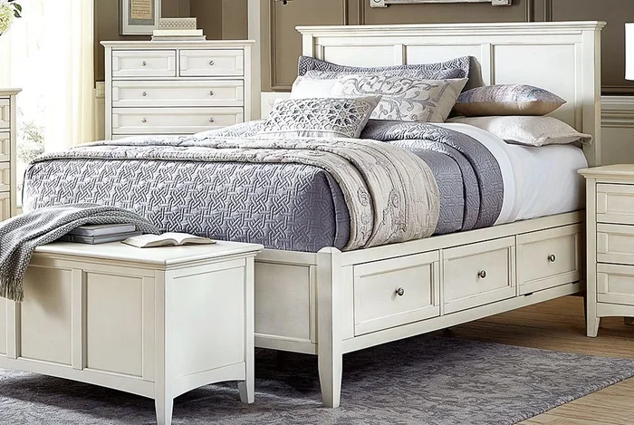 Northlake King Storage Bed in White Linen NRLWT5131