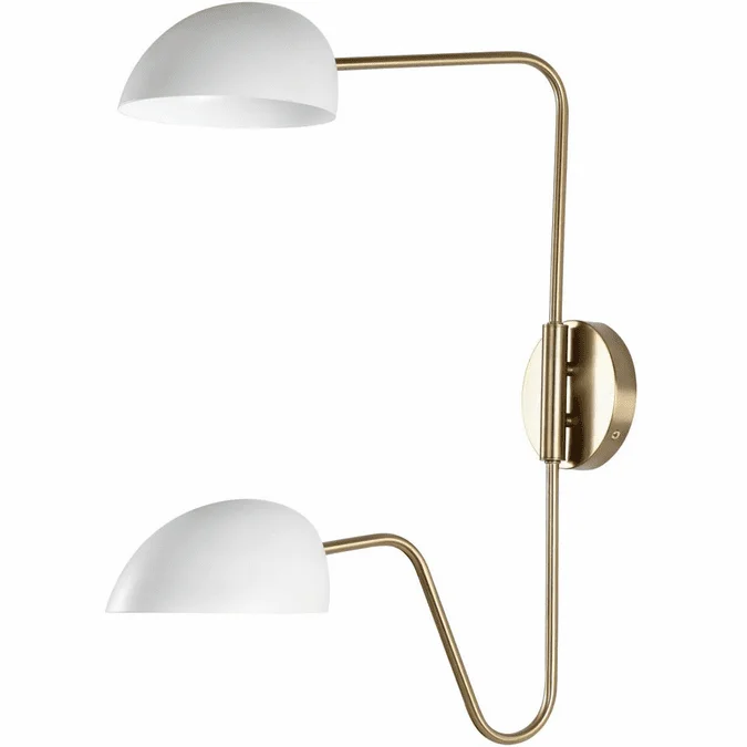 Nuvo 60/7394 Trilby Modern Matte White / Burnished Brass Wall Swing Arm Lamp