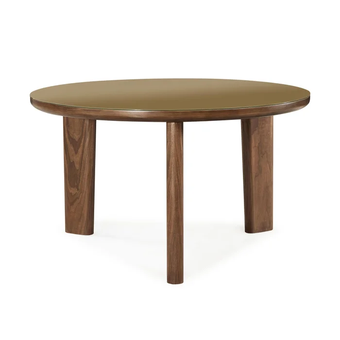 oani walnut and glass round dining table