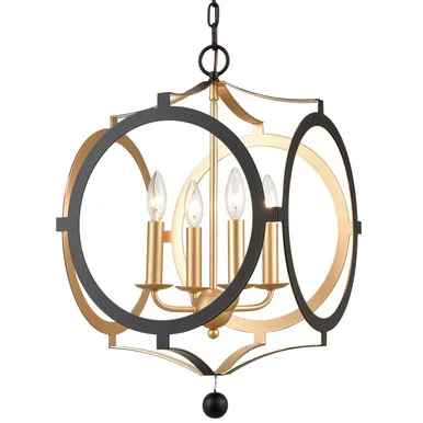 Odelle Four Light Chandelier in Black + Antique Gold (60|ODE-704-BK-GA)