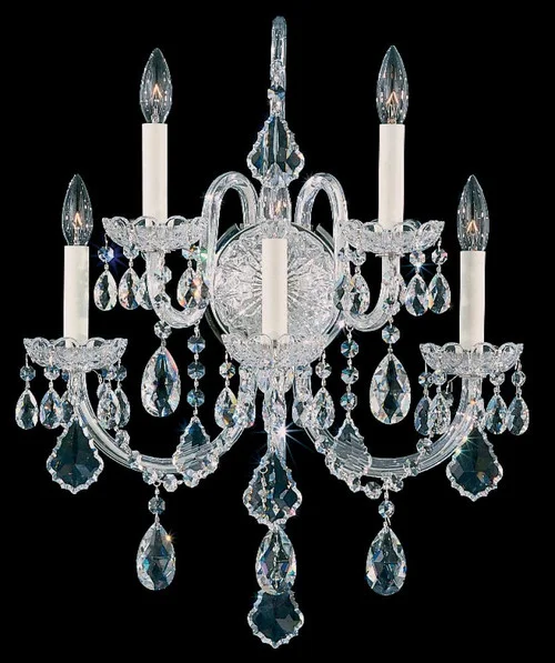 Olde World 5 Light 120V Wall Sconce in Polished Silver with Heritage Handcut Crystal (168|6806-40H)
