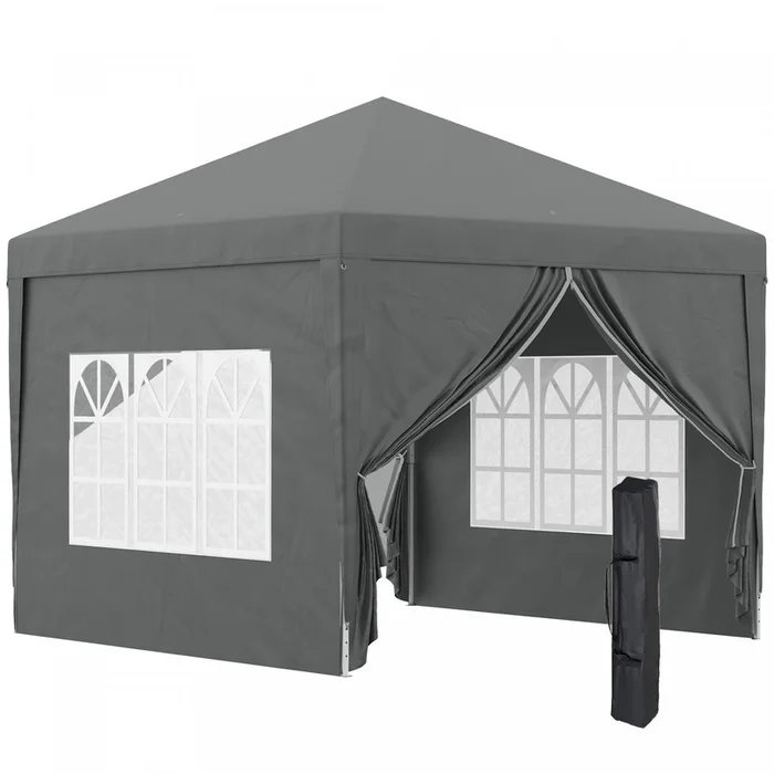 Outsunny 10’x10′ Outdoor Pop Up Party Tent With Carrying Bag Dark Grey