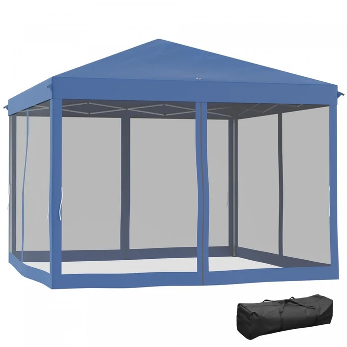 Outsunny 10′ X 10′ Pop Up Canopy Tent Gazebo With Removable Mesh Sidewall|Outsunny 10 ‘x 10’ Tente Gazebo Avec Paroi Laterale En Maille Amovible