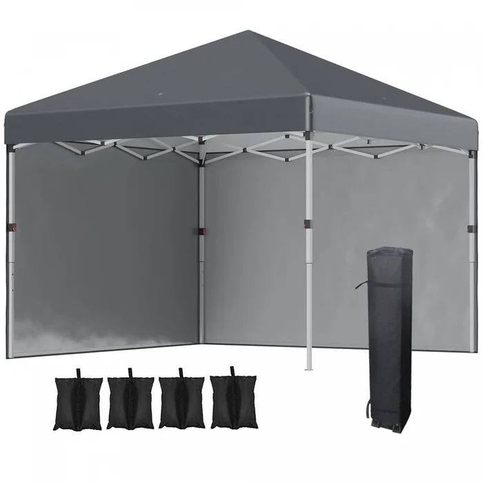 Outsunny 10′ X 10′ Pop Up Canopy Tent With Removable Sidewalls Carry Bag|Outsunny Tente A Toit Escamotable Avec Parois Laterales Amovibles