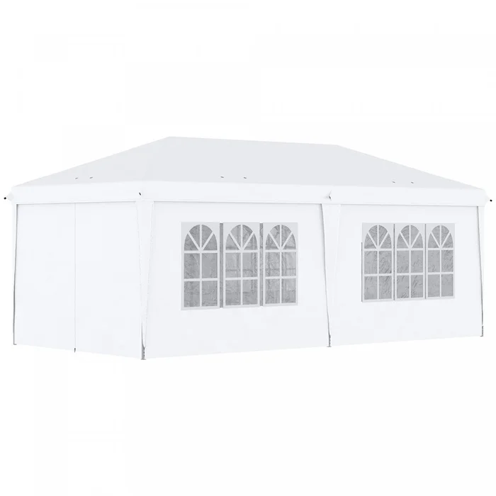 Outsunny 10′ X 20′ Pop Up Canopy With 6 Walls, Outdoor Easy Up Canopy Party Tent With Steel Frame, D|Outsunny 10x20pi Tente Exterieure Facile Pliable Gazebo Tente De Fete Auvent Abri De Jardin Abri, No