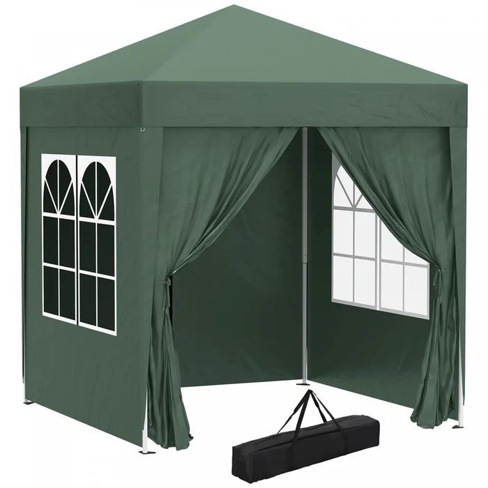 Outsunny 6.6’x6.6′ Pop Up Gazebo Canopy Tent With Sidewalls, Instant Sun Shelter, With Carry Bag, Fo|Outsunny 6.6′ X 6.6′ Tente De Fete Tente D’exterieur Pliante Gazebo Avec Parois Laterales Vert
