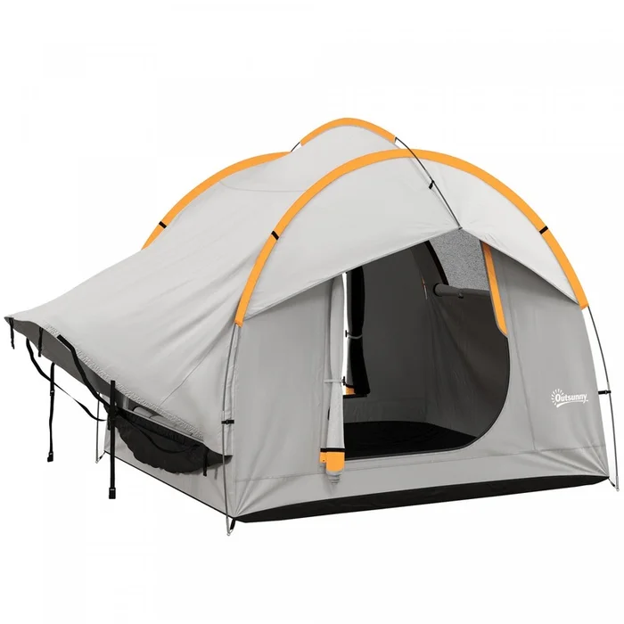 Outsunny Car Camping Tent With 3 Doors, 2000mm Waterproof, Grey And Orange|Outsunny Tente De Camping Pour Voiture Avec 3 Portes, Gris Et Orange