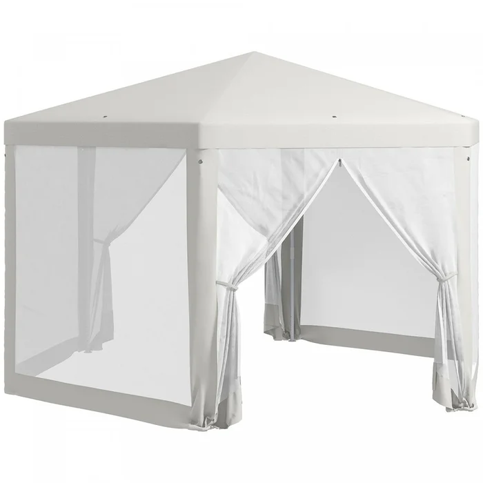Outsunny Hexagonal Patio Gazebo Tent, Creamy White