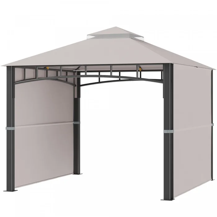 Outsunny10′ X 10′ Outdoor Gazebo With Adjustable Dual Canopy, Doubleroof Gazebo Canopy, Three Size|Outsunny Gazebo D’exterieur 10′ X 10′ Avec Auvent Double Reglable, Auvent De Tonnelle A Double Toit,