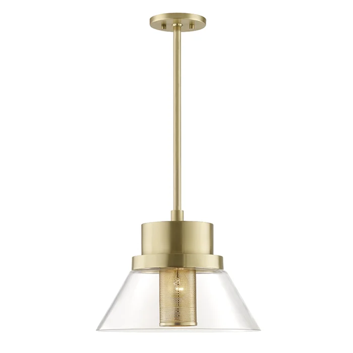 Paoli 1-Light Pendant in Aged Brass 15.75L x 15.75W x 12.5H