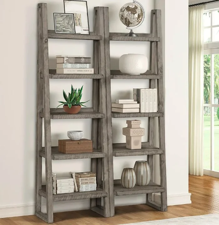 Parker House Tempe Pair of Etagere Bookcases in Gray TEM#250P-GST CLOSEOUT CODE:UNIV10 for 10% Off