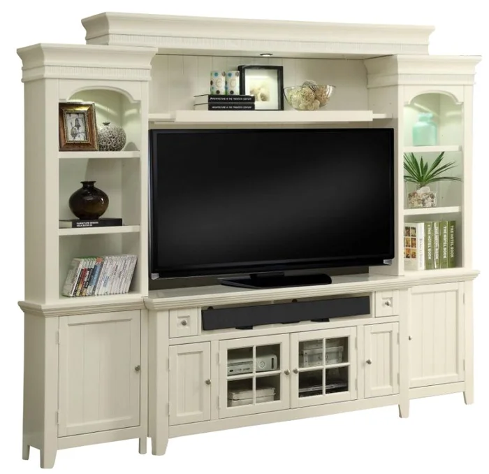 Parker House Tidewater 62″ Console Entertainment Wall in Vintage White TID#162-4 PROMO CODE:UNIV10 for 10% Off