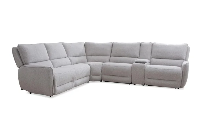Parker Living Stellar 6 Piece Modular Power Reclining Sectional w/ Power Headrests and Entertainment Console in Bloke Cotton MSTR-PACK6A(H)-BLCT PROMO CODE:UNIV10 for 10% Off