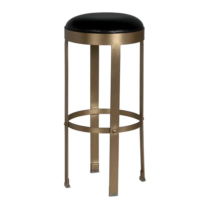 prince bar stool with leather, brass finish