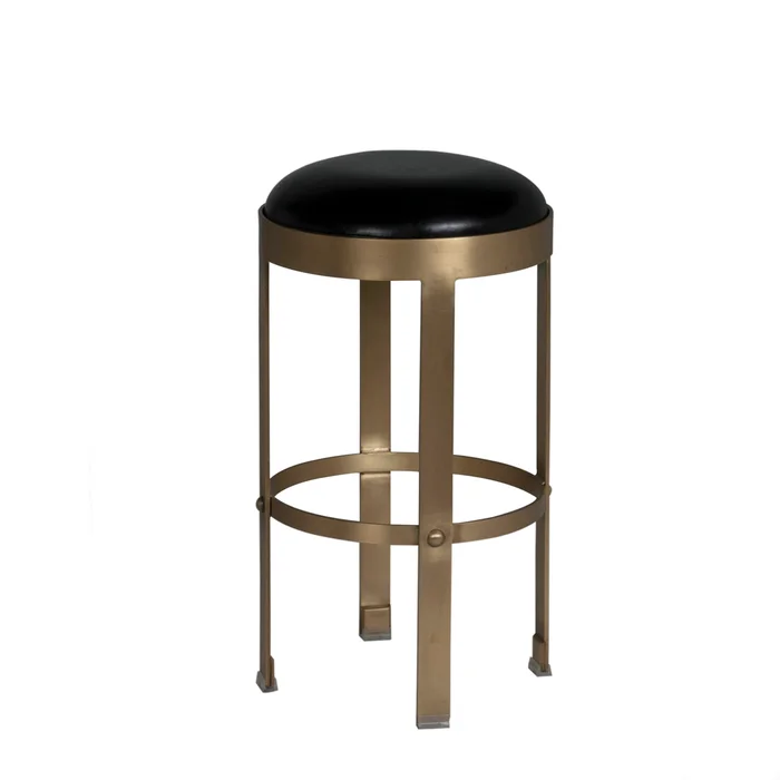 prince counter stool with leather, brass finish