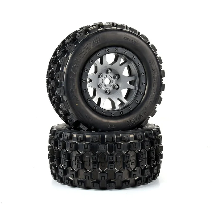 Pro-Line Limited Edition Badlands MX43 Pro-Loc F/R Mounted 24mm Gray/Black Impulse (2): X-MAXX