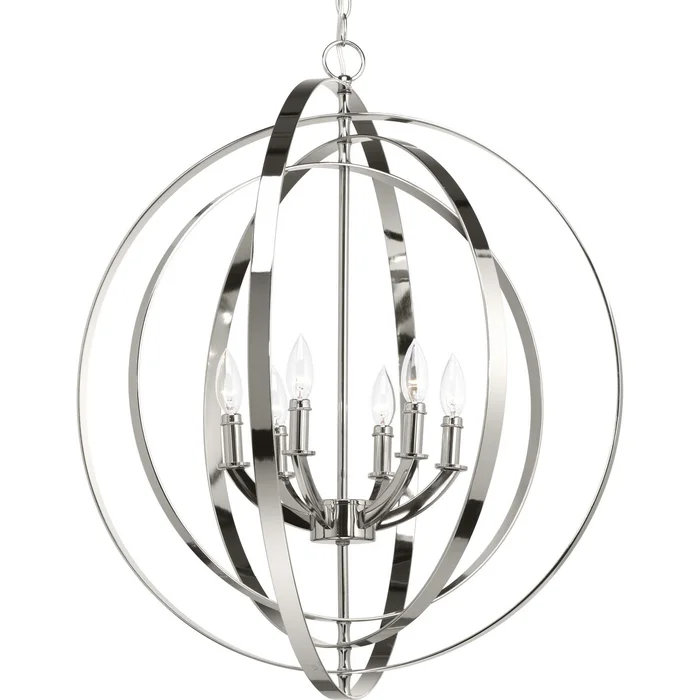 Progress Equinox Collection 6-LT Pendant – Polished Nickel – P3889-104