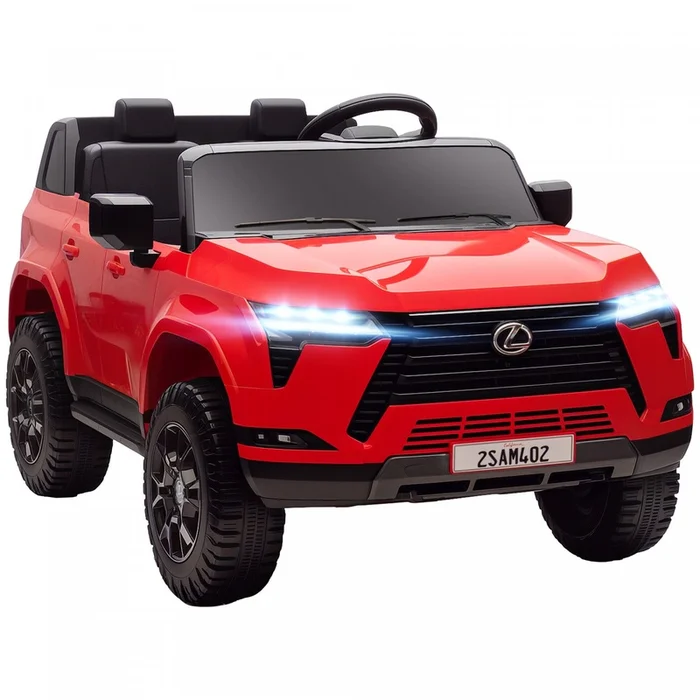 Qaba 2 Seater Electric Car For Kids, 12v 7ah Lexus Gx550 Licensed Battery Powered Ride On Car With Remote Control, 4 Wheel Suspension System, Usb, Led Light, 3 Speed, Red