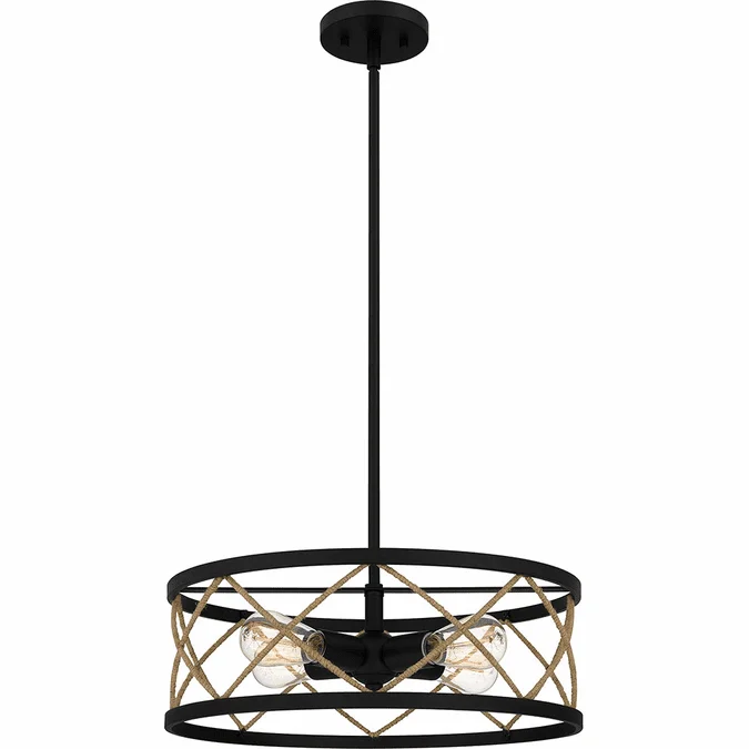 Quoizel QP5632MBK Contemporary Matte Black Drum Pendant Light