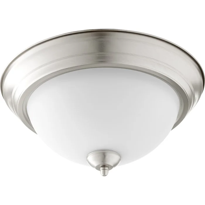 Quorum 13″ Flushmount – Satin Nickel W/ Satin Opal – 3063-13-65
