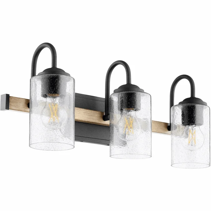 Quorum 5140-3-69 Modern Noir with Driftwood finish 3-Light Bathroom Lighting Fixture