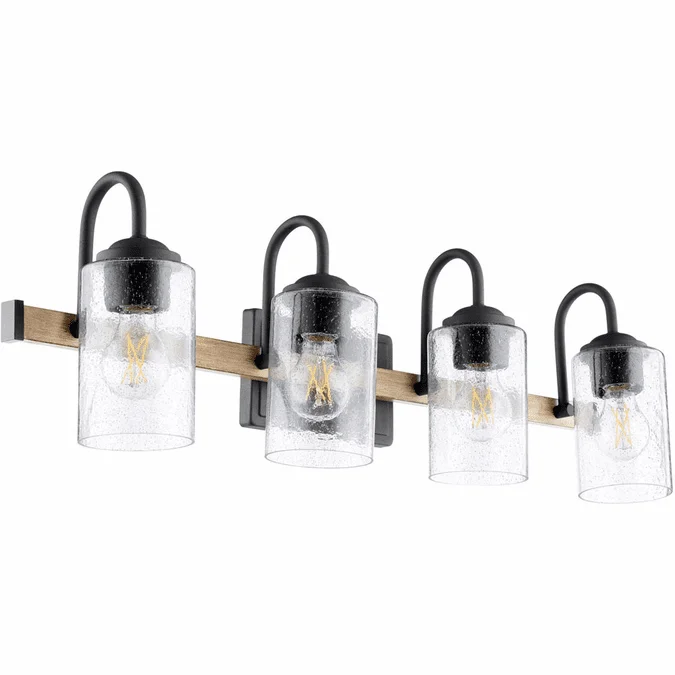 Quorum 5140-4-69 Contemporary Noir with Driftwood finish 4-Light Vanity Lighting