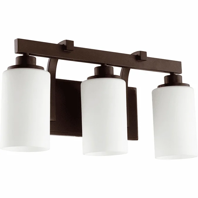 Quorum 5207-3-86 Lancaster Contemporary Oiled Bronze 3-Light Bathroom Vanity Light Fixture