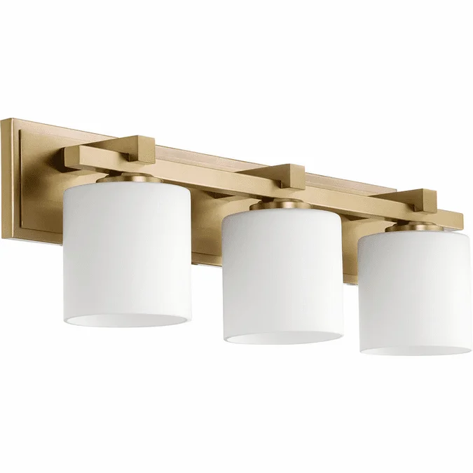 Quorum 5369-3-80 Craftsman Aged Brass 3-Light Bathroom Sconce Lighting