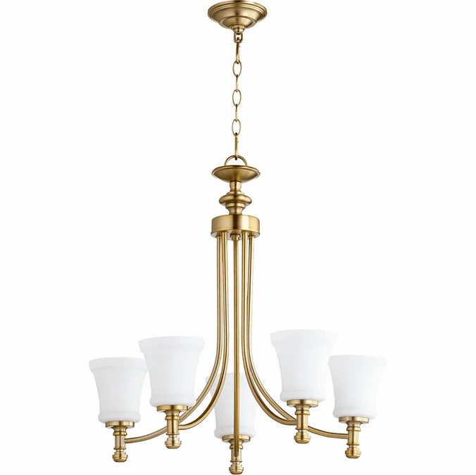 Quorum 6122-5-80 Rossington Aged Brass Hanging Chandelier