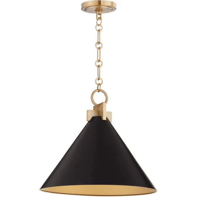 Quorum 68-16-5980 Jackson Contemporary Matte Black w/ Aged Brass Drop Lighting Fixture
