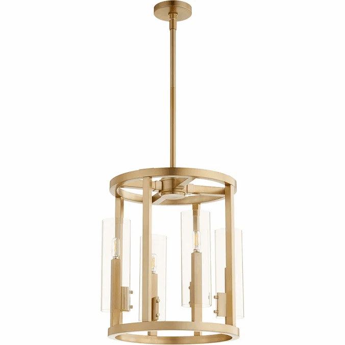 Quorum 8277-4-80 Harbin Contemporary Aged Brass Entryway Light Fixture
