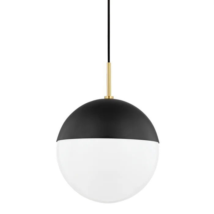 Renee 1-Light Pendant in Aged Brass/Black 21L x 12W x 9H