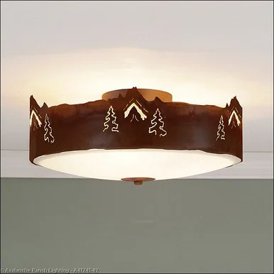 Ridgemont-Mountain-Pine Cutout Three Light Close-to-Ceiling Light in Rust Patina (172|A47245-02)