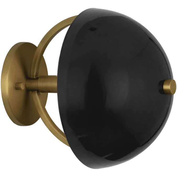 Robert Abbey 604BLK Mavisten Edition Copernica Contemporary Lacquered Burnished Brass Wall Sconce Lighting