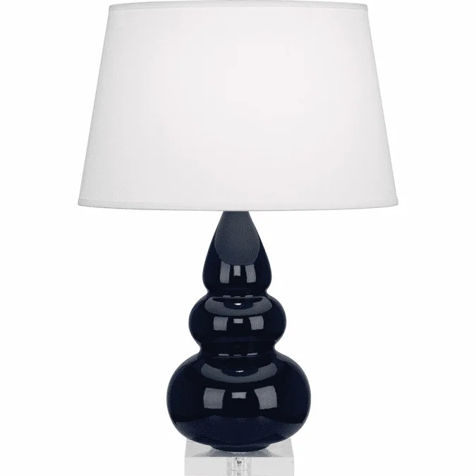 Robert Abbey MB33X Triple Gourd Midnight Blue Glazed Ceramic with Lucite 24″ Table Lamp