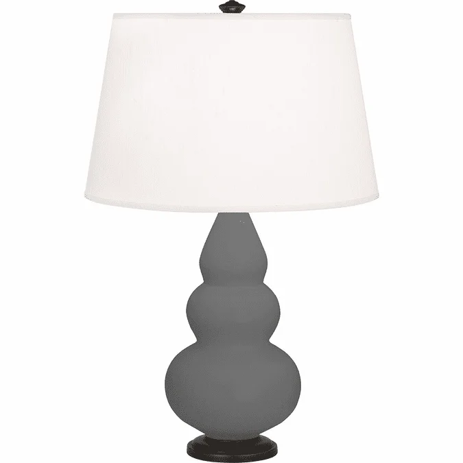 Robert Abbey MCR31 Small Triple Gourd Modern Matte Ash Glazed Ceramic With Deep Patina Bronzeed Table Lamp Lighting