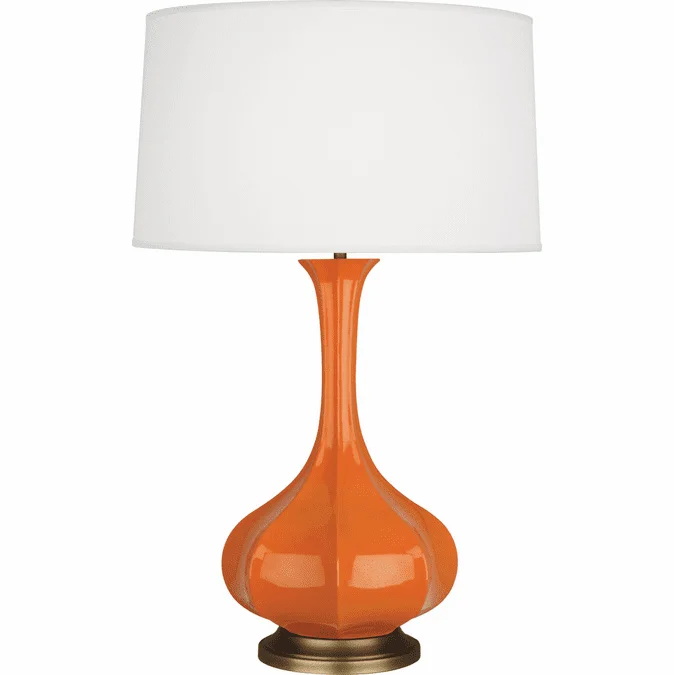 Robert Abbey PM994 Pike Pumpkin Glazed Ceramic with Aged Brass 32″ Lighting Table Lamp
