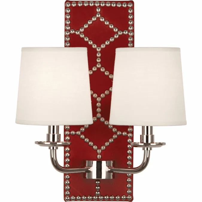 Robert Abbey S1031 Williamsburg Lightfoot Dragons Blood Leather and Polished Nickel Lamp Sconce