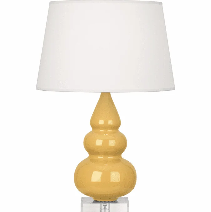 Robert Abbey SU33X Triple Gourd Sunset Yellow Glazed Ceramic with Lucite 24″ Side Table Lamp