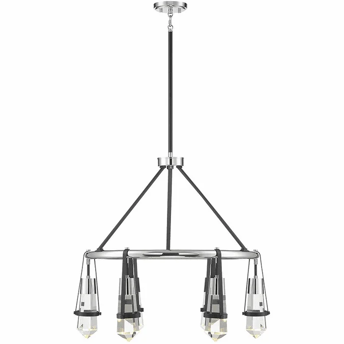 Savoy House 1-7707-6-67 Denali Modern Matte Black With Polished Chrome Accents LED Chandelier Light