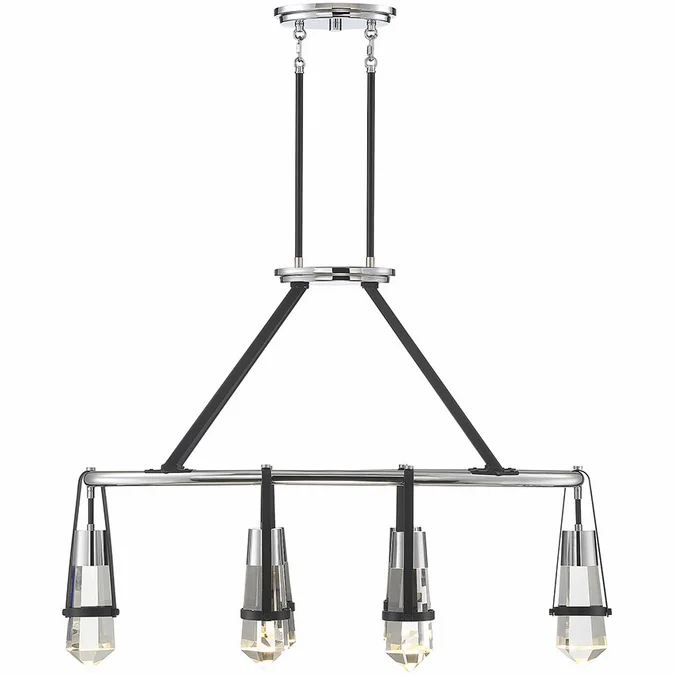 Savoy House 1-7708-6-67 Denali Contemporary Matte Black With Polished Chrome Accents LED Kitchen Island Light Fixture