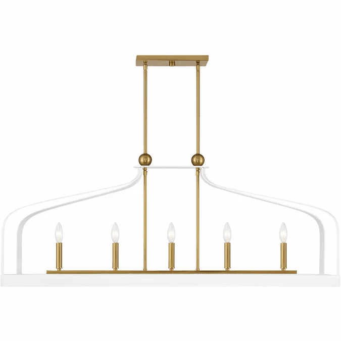 Savoy House 1-7804-5-142 Sheffield Contemporary White with Warm Brass Accents Kitchen Island Light Fixture