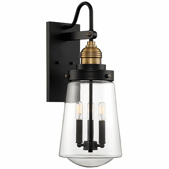 Savoy House 5-2068-51 Macauley Contemporary Vintage Black with Warm Brass Exterior Lighting Wall Sconce
