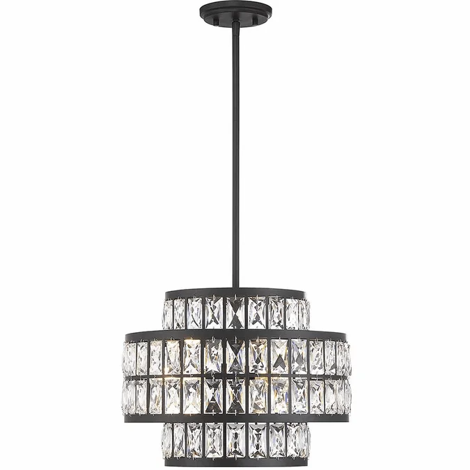 Savoy House 7-9044-3-89 Renzo Crystal Matte Black 22″ Pendant Light Fixture