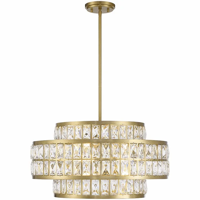 Savoy House 7-9046-4-322 Renzo Crystal Warm Brass 22″ Hanging Light Fixture