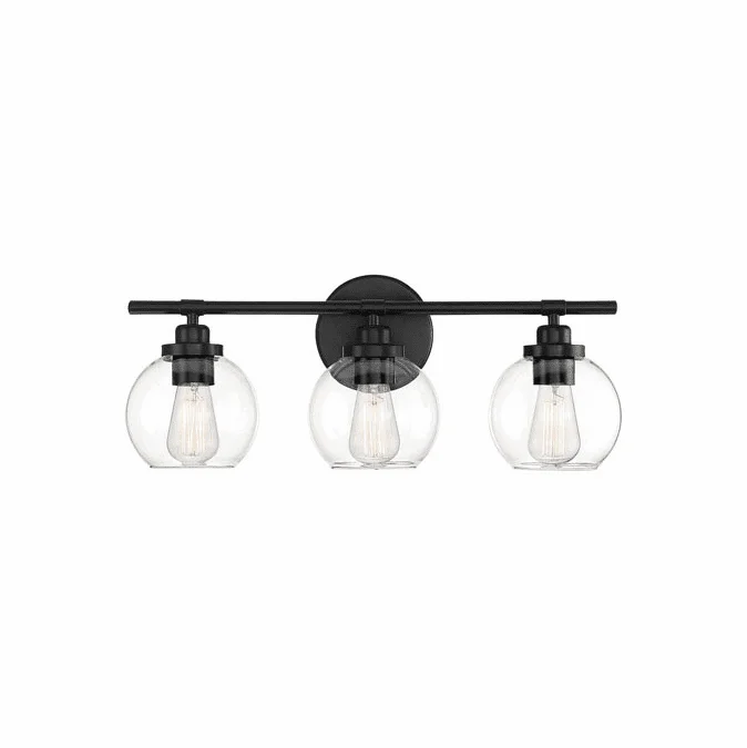Savoy House 8-4050-3-BK Carson Modern Matte Black 3-Light Lighting For Bathroom