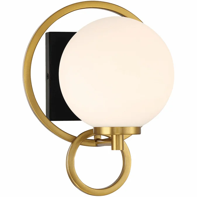 Savoy House 9-6180-1-143 Alhambra Contemporary Matte Black with Warm Brass Wall Sconce Lighting