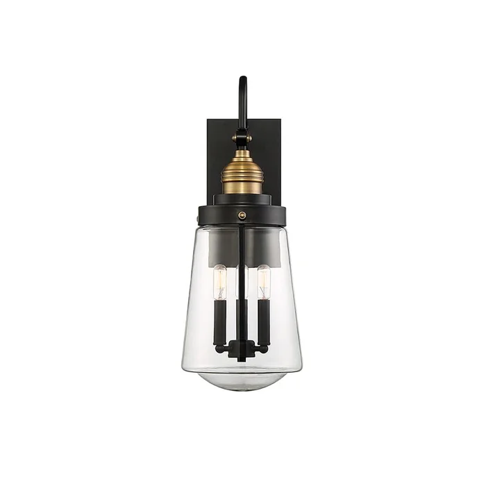 Savoy House Macauley 3-LT Wall Lantern – Vintage Black with Warm Brass – 5-2068-51